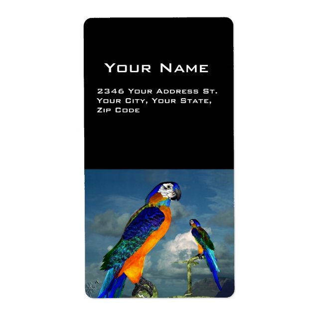 ETIQUETA PARROS HIPEROS / ARA AZUL (Frente)