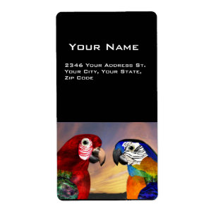 ETIQUETA PARROS HIPEROS / ARA ROJA Y AZUL