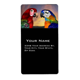 ETIQUETA PARROS HIPEROS / ARA ROJA Y AZUL