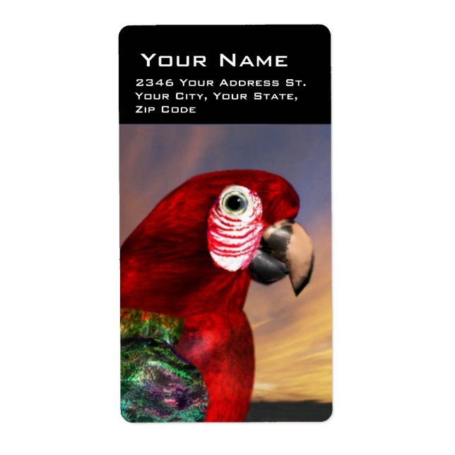 ETIQUETA PARROS HIPEROS / ARA ROJO (Frente)