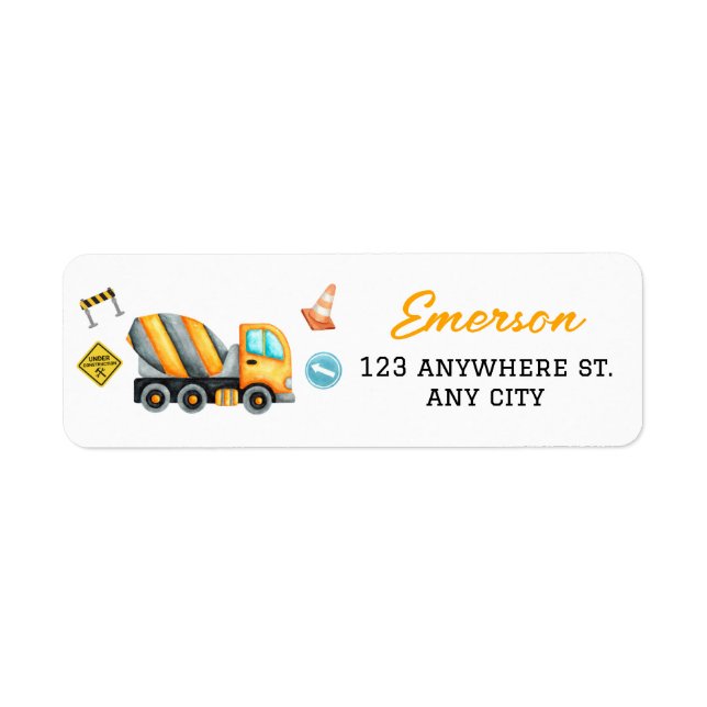 Etiqueta Partido de Cumpleaños de la Construcción (Frente)