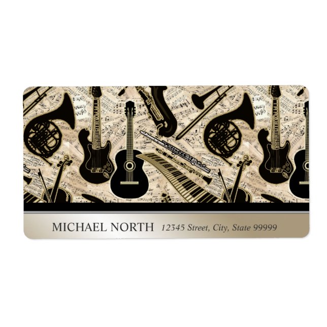 Etiqueta Partitura y negro de los instrumentos/oro (Frente)