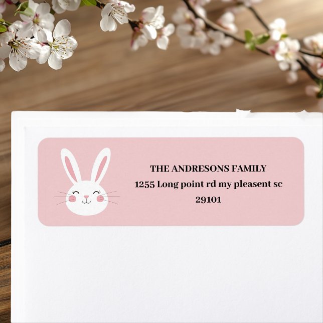 Etiqueta Pascua de conejito rosa lindo personalizada (Subido por el creador)