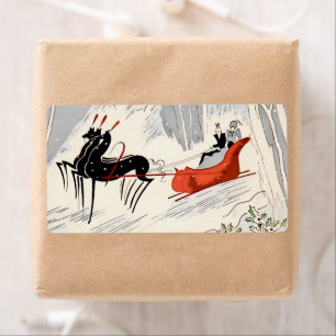 Etiqueta Paseo en Trineo de Navidad Vintage Art Deco