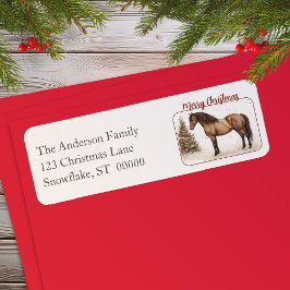 Etiqueta Paso Horse Merry Christmas Watercolor Return