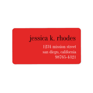 Etiqueta Passion red black typography modern return address