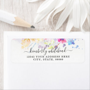 Etiqueta Pastel de color de agua floral elegante