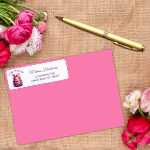 Etiqueta Pastel de colores Bunny & Watercolor Florals