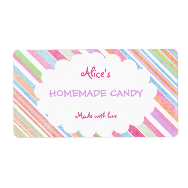 Etiqueta Pastel de la banda arcoiris personalizada Candy ca (Frente)