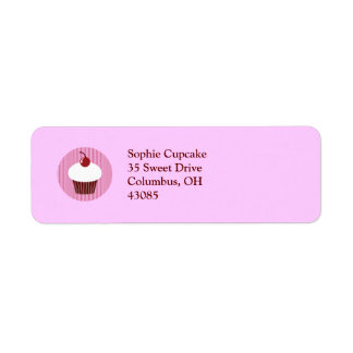 Etiqueta Pastel de vainilla y rayas rosadas