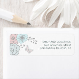 Etiqueta Pastel Florals Butterfly Name Return Address