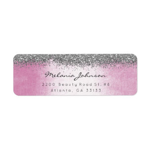 Etiqueta Pastel rosado Purpurina esparkly plateado