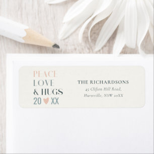 Etiqueta Pastel Scandi Rubor Gray Peace Love & Hugs 2023