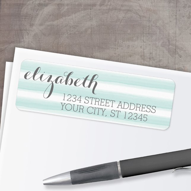 Etiqueta Pastel Verde azulado y Gris Stationery Suite para  (Custom Return Address Labels - Low Minimum)