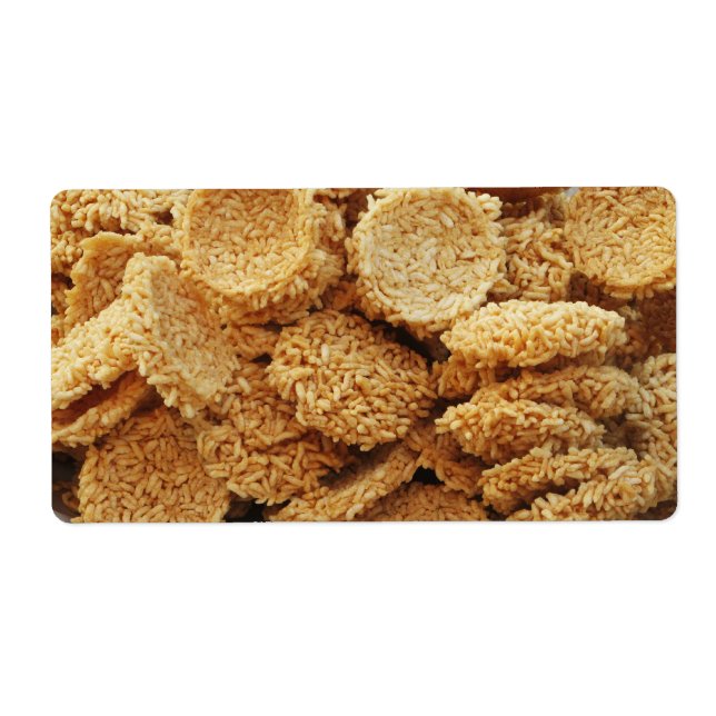 Etiqueta Pasteles de arroz inflado ~ Platos dulces asiático (Frente)