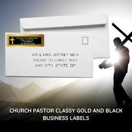 Etiqueta Pastor De La Iglesia, Oro Clásico Y Negros Negocio