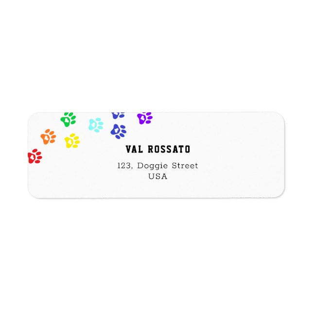 Etiqueta Pata de perro arcoíris  (Frente)