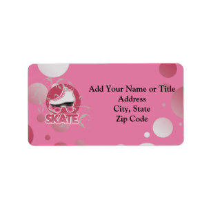 Etiqueta Patinaje Patinado De Bóbulos Rosados