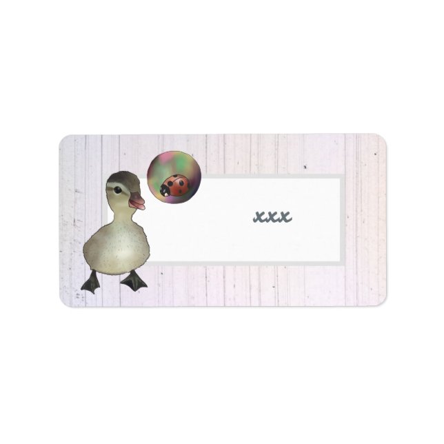 Etiqueta Pato y burbuja de jabón (Frente)