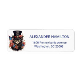 Etiqueta Patriotic Star Spangled Cat Return Address