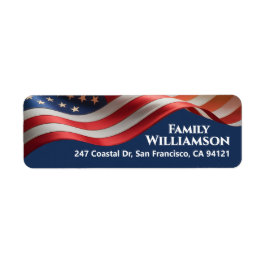 Etiqueta Patriotic Waving Flag Navy Family Address Design