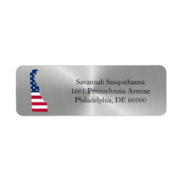 Etiqueta Patriótico de Bandera Americana Delaware Silver