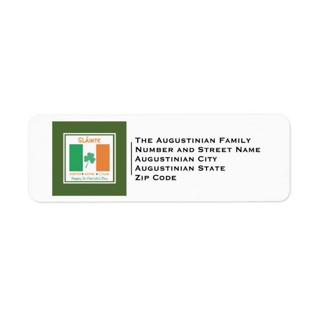 Etiqueta Patriótico | Sláinte | DÍA DE SAN PATRICK (Frente)