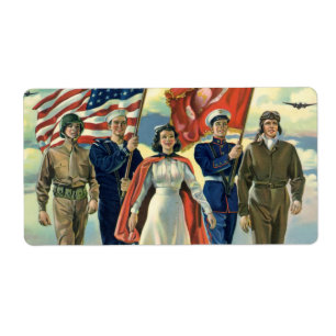 Etiqueta Patriótico Vintage, Heros del Orgulloso Personal M