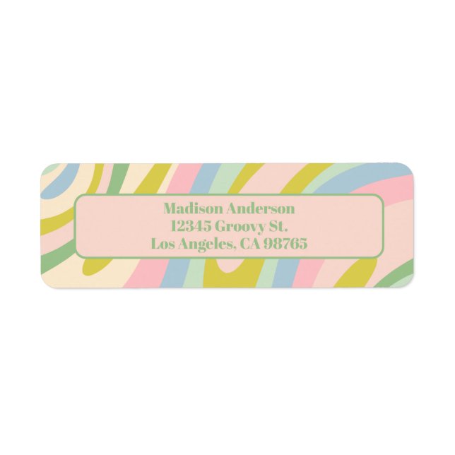 Etiqueta Patrón abstracto de bucles ondulados Pastel (Frente)