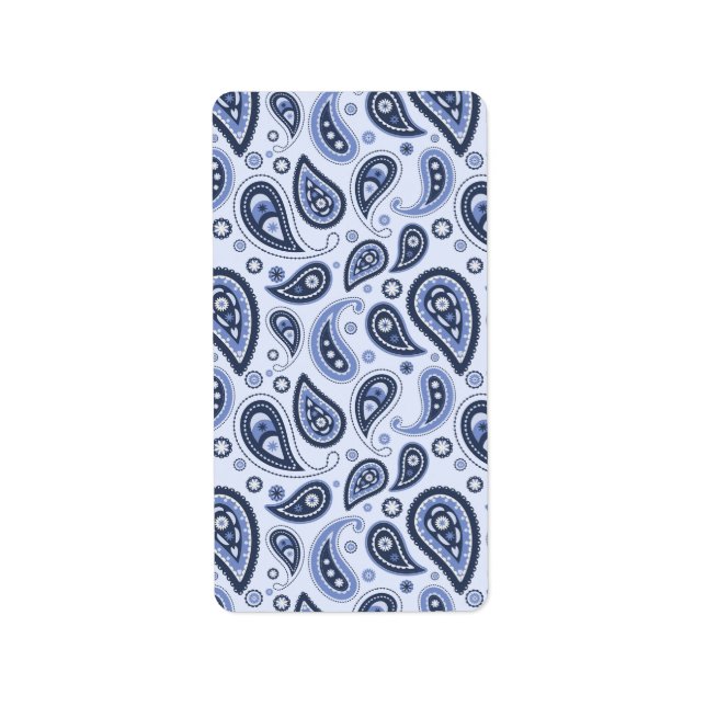 Etiqueta Patrón azul paisley (Frente)