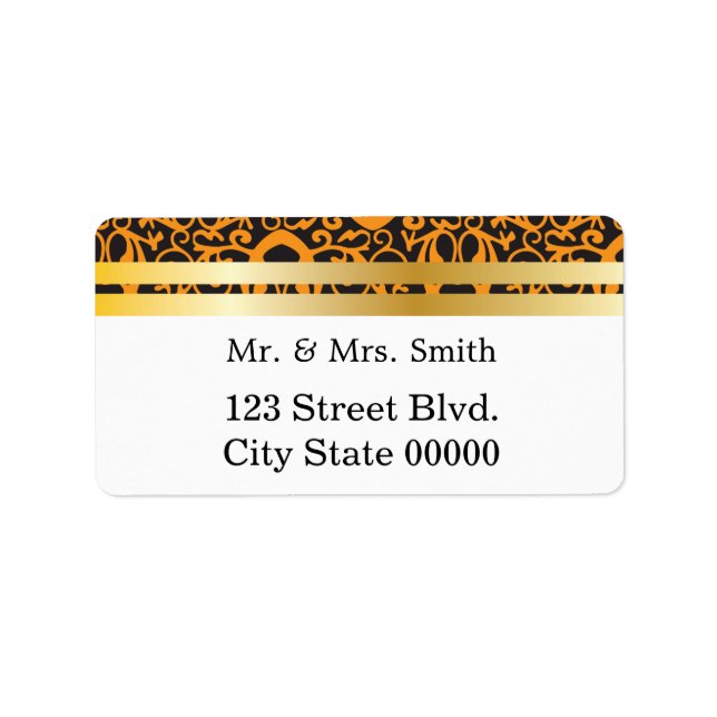 Etiqueta Patrón barroco con bandas de oro (Frente)