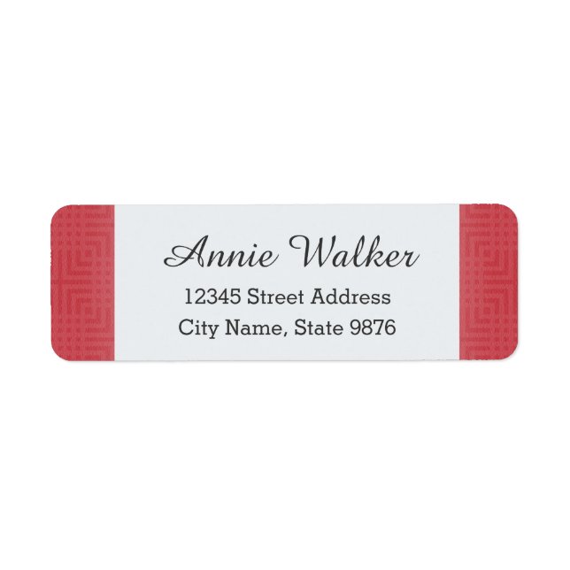 Etiqueta Patrón clásico -rojo de Crimson- Personalizado (Frente)