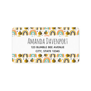 Etiqueta Patrón de abejas y arbustos