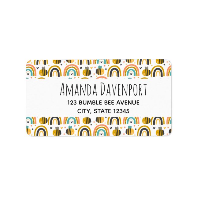 Etiqueta Patrón de abejas y arbustos (Frente)