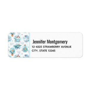 Etiqueta Patrón de acuarela de ballenas náuticas