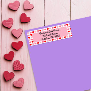 Etiqueta Patrón de amor de San Valentín rosa y rojo