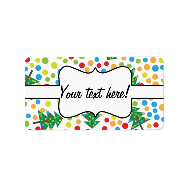 Etiqueta patrón de árboles de Navidad (Frente)