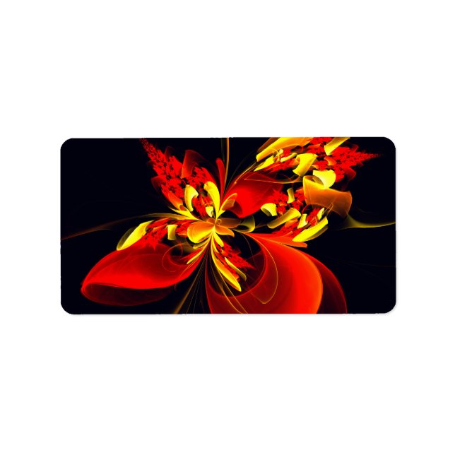 Etiqueta Patrón de arte abstracto moderno floral amarillo r (Frente)