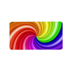 Etiqueta Patrón de arte de remolque de arcoiris en espiral 