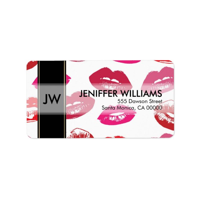 Etiqueta Patrón de bocas rojas personalizado (Frente)