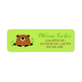 Etiqueta Patrón de bosque adorable Groundhog