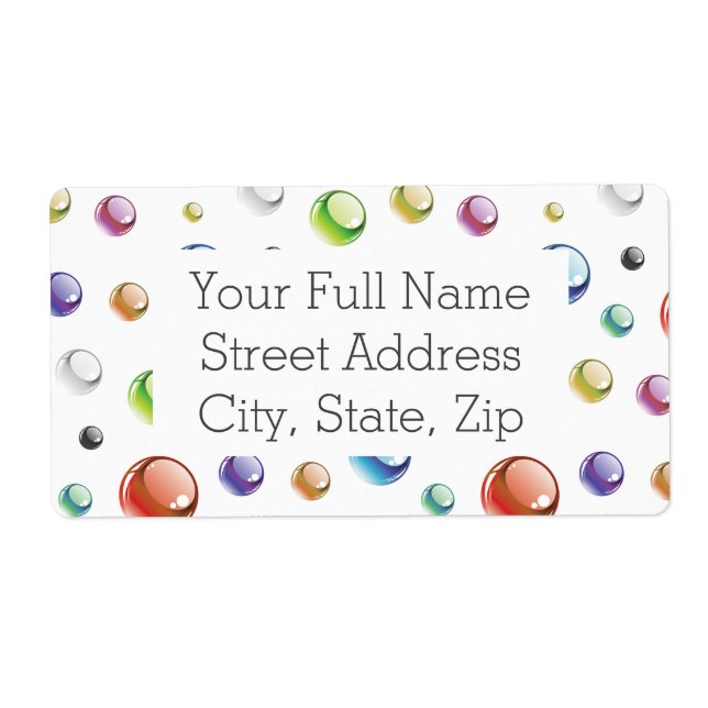 Etiqueta Patrón de burbujas de arco iris (Frente)