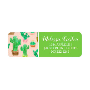 Etiqueta Patrón de cactus pulido de mano