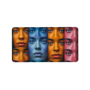 Etiqueta Patrón de caras coloridas