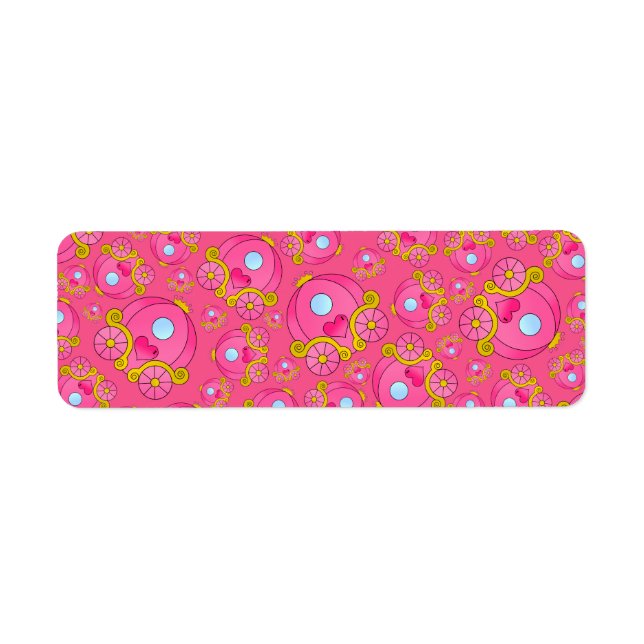 Etiqueta Patrón de carro de princesa rosa (Frente)