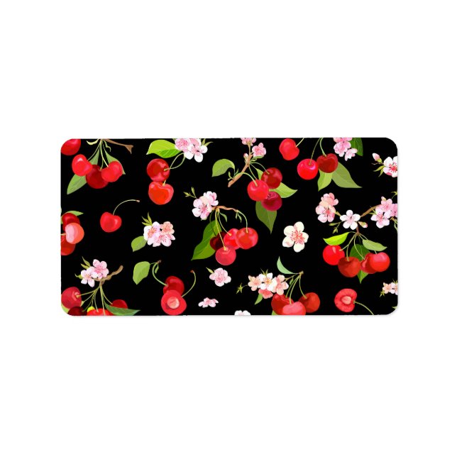 Etiqueta Patrón de cerezas 1 (Frente)