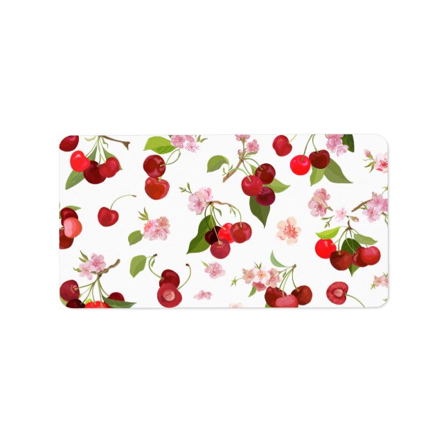 Etiqueta Patrón de cerezas 1 (Frente)