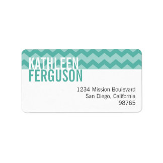 Etiqueta Patrón de chevron chic en azul verde dirección de 