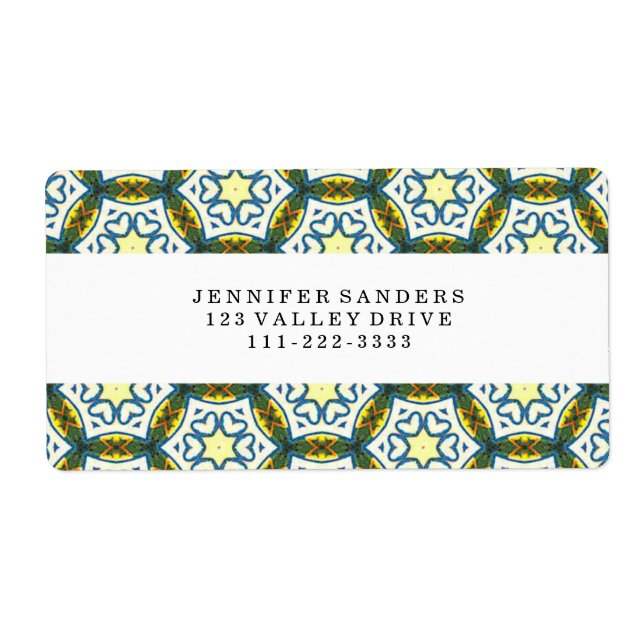 ETIQUETA PATRÓN DE CÍRCULO DE ART DECO (Frente)