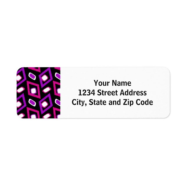 Etiqueta Patrón de círculo moderno blanco y morado negro (Frente)